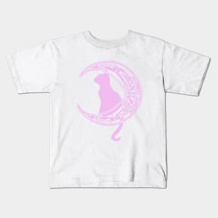 Pink Celtic Moon Cat | Kitten Kids T-Shirt